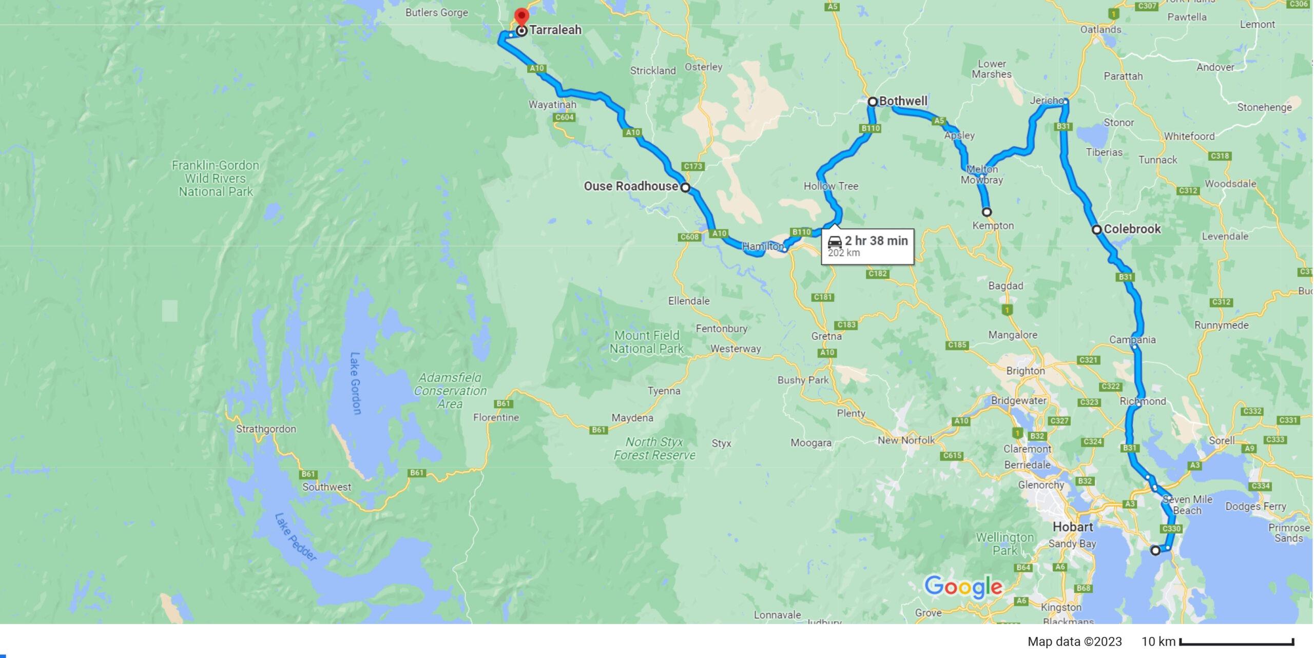 Tasmania ride map 2023